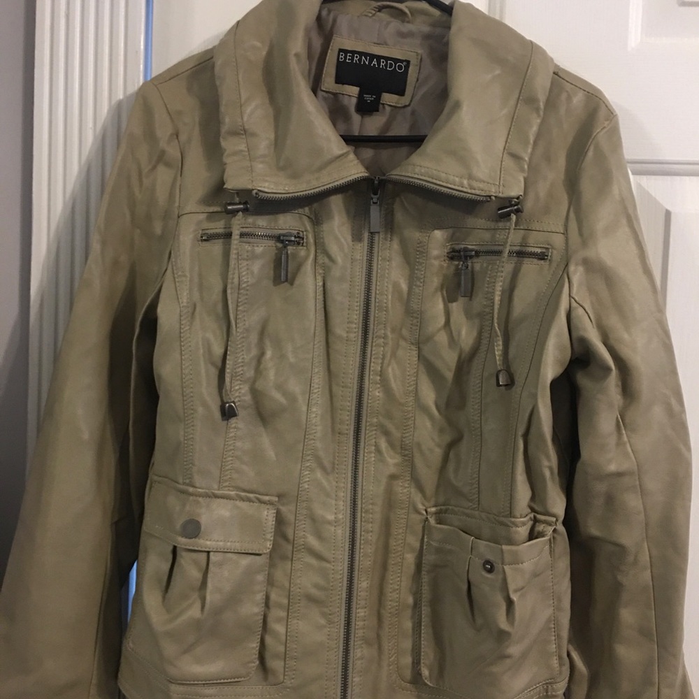 Bernardo Womens Gray Leather Long Sleeve Full Zip Motorcycle Jacket Size Medium